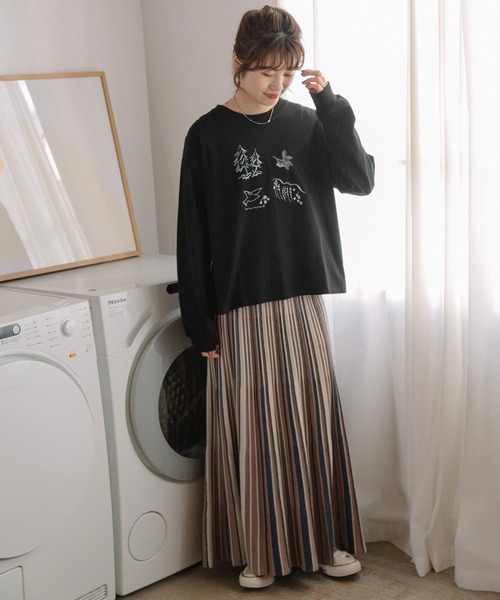POU DOU DOU（プードゥドゥ）の「berry very birdプリントロンTee（Tシャツ/カットソー・レディース・ブラック/オフホワイト・3）」の8枚目の写真