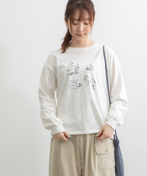 POU DOU DOU（プードゥドゥ）の「berry very birdプリントロンTee（Tシャツ/カットソー・レディース・ブラック/オフホワイト・3）」の9枚目の写真