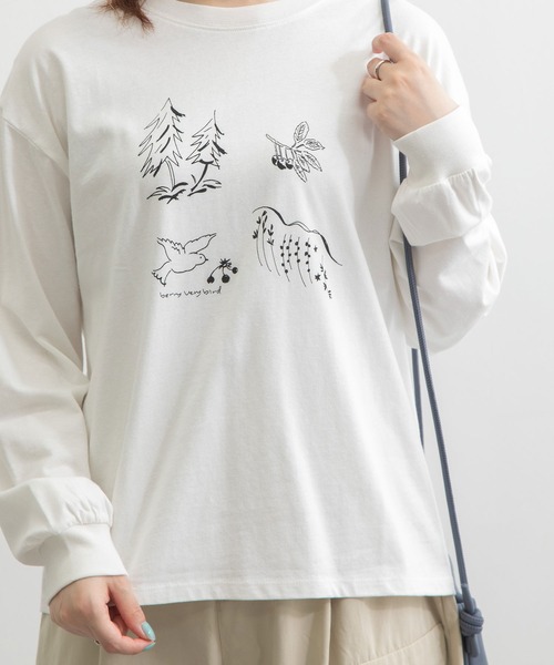 POU DOU DOU（プードゥドゥ）の「berry very birdプリントロンTee（Tシャツ/カットソー・レディース・ブラック/オフホワイト・3）」の15枚目の写真