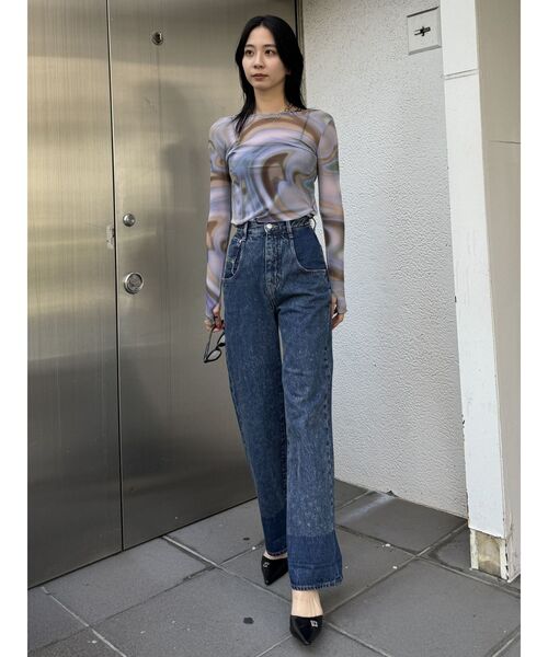 EMODA(エモダ)の「2トーンルーズハイウエストジーンズ(デニムパンツ・レディース・パープル/ブラック/ブルー・MEDIUM/SMALL)」の8枚目の写真