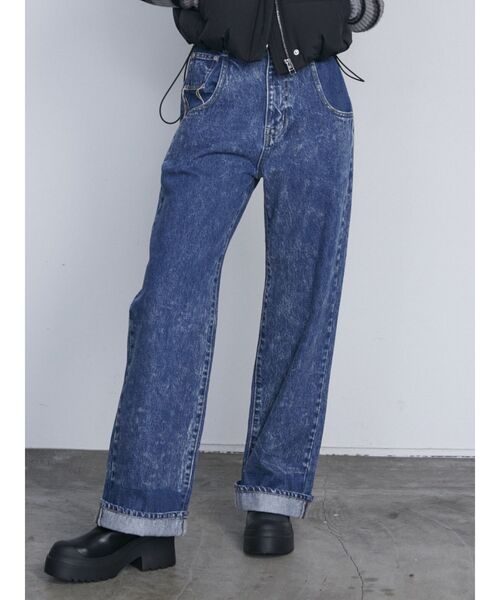 EMODA(エモダ)の「2トーンルーズハイウエストジーンズ(デニムパンツ・レディース・パープル/ブラック/ブルー・MEDIUM/SMALL)」の18枚目の写真