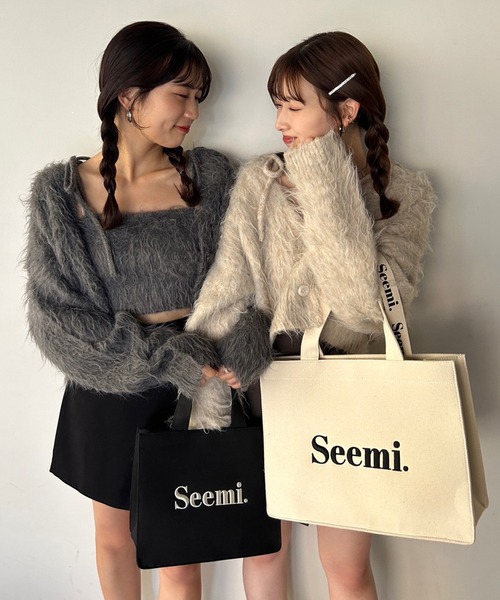 Seemi. byNICECLAUP（ シーミーバイナイスクラップ）の「Seemi.刺繍トートバッグ/ビッグA4サイズ（トートバッグ・レディース・ブラック/アイボリー/ホワイト系/ブルー/ピンク・FREE）」の21枚目の写真