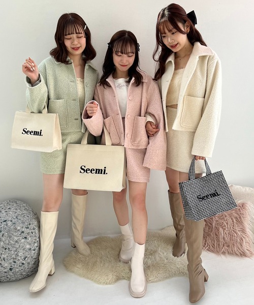 Seemi. byNICECLAUP（ シーミーバイナイスクラップ）の「Seemi.刺繍トートバッグ/ビッグA4サイズ（トートバッグ・レディース・ブラック/アイボリー/ホワイト系/ブルー/ピンク・FREE）」の22枚目の写真