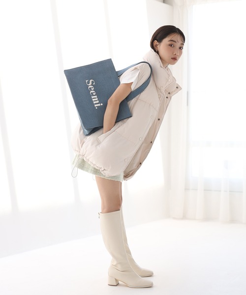 Seemi. byNICECLAUP（ シーミーバイナイスクラップ）の「Seemi.刺繍トートバッグ/ビッグA4サイズ（トートバッグ・レディース・ブラック/アイボリー/ホワイト系/ブルー/ピンク・FREE）」の11枚目の写真