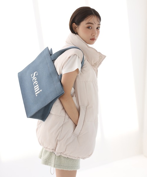 Seemi. byNICECLAUP（ シーミーバイナイスクラップ）の「Seemi.刺繍トートバッグ/ビッグA4サイズ（トートバッグ・レディース・ブラック/アイボリー/ホワイト系/ブルー/ピンク・FREE）」の13枚目の写真