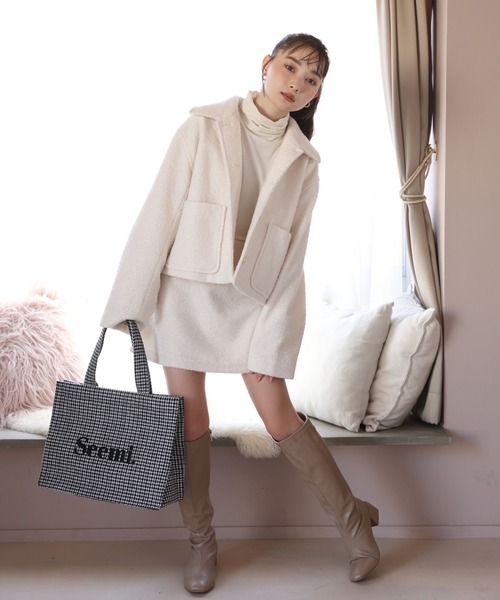 Seemi. byNICECLAUP（ シーミーバイナイスクラップ）の「Seemi.刺繍トートバッグ/ビッグA4サイズ（トートバッグ・レディース・ブラック/アイボリー/ホワイト系/ブルー/ピンク・FREE）」の18枚目の写真