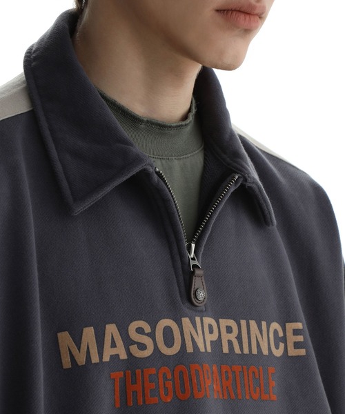 MASONPRINCE（メイソンプリンス）の「ハーフZIP 袖ライン カレッジ風 スウェット WY6214【MASONPRINCE × THE GOD PARTICLE】（スウェット・メンズ・パープル/ダークネイビー・L/M/S）」の12枚目の写真