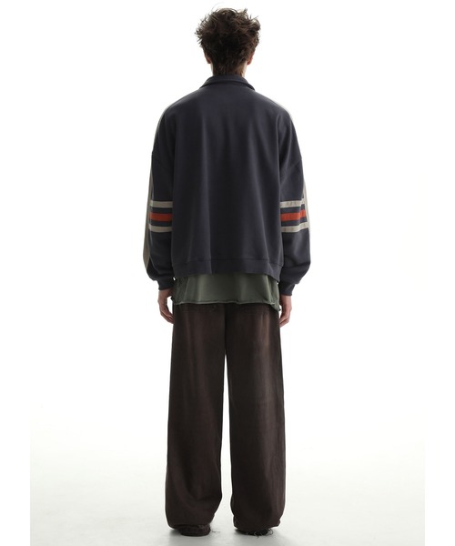 MASONPRINCE（メイソンプリンス）の「ハーフZIP 袖ライン カレッジ風 スウェット WY6214【MASONPRINCE × THE GOD PARTICLE】（スウェット・メンズ・パープル/ダークネイビー・L/M/S）」の13枚目の写真