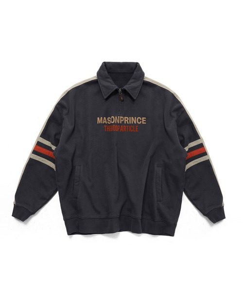 MASONPRINCE（メイソンプリンス）の「ハーフZIP 袖ライン カレッジ風 スウェット WY6214【MASONPRINCE × THE GOD PARTICLE】（スウェット・メンズ・パープル/ダークネイビー・L/M/S）」の15枚目の写真