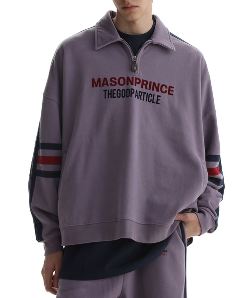 MASONPRINCE（メイソンプリンス）の「ハーフZIP 袖ライン カレッジ風 スウェット WY6214【MASONPRINCE × THE GOD PARTICLE】（スウェット・メンズ・パープル/ダークネイビー・L/M/S）」の17枚目の写真