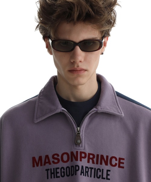 MASONPRINCE（メイソンプリンス）の「ハーフZIP 袖ライン カレッジ風 スウェット WY6214【MASONPRINCE × THE GOD PARTICLE】（スウェット・メンズ・パープル/ダークネイビー・L/M/S）」の19枚目の写真