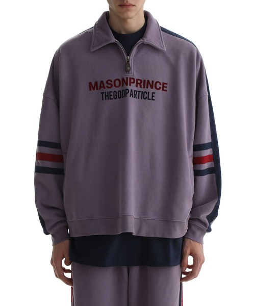 MASONPRINCE（メイソンプリンス）の「ハーフZIP 袖ライン カレッジ風 スウェット WY6214【MASONPRINCE × THE GOD PARTICLE】（スウェット・メンズ・パープル/ダークネイビー・L/M/S）」の20枚目の写真