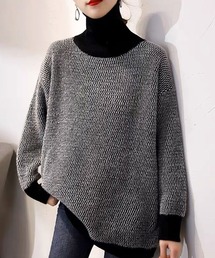 ハイネック切り替えオーバーニット
