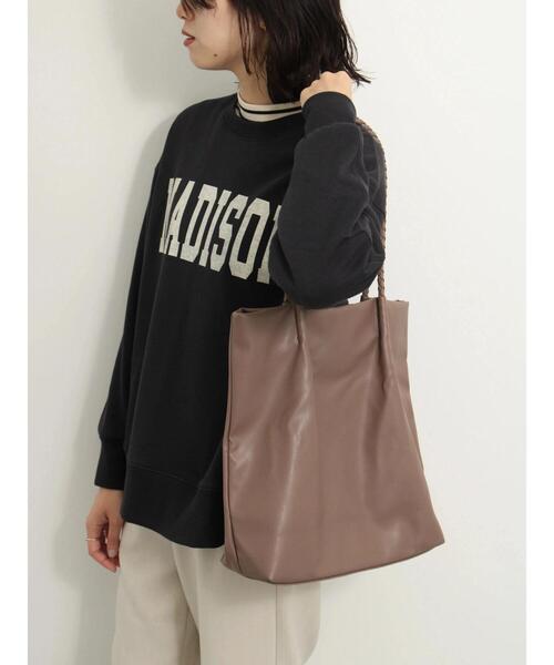 Samansa Mos2 blue（サマンサモスモスブルー）の「編みハンドル合皮トートバッグ（ハンドバッグ・レディース・ベージュ系その他/ブラック/シルバー・F）」の4枚目の写真