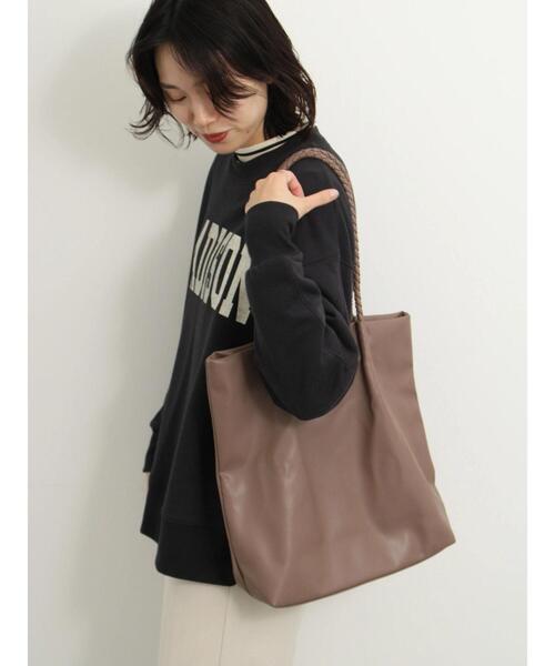 Samansa Mos2 blue（サマンサモスモスブルー）の「編みハンドル合皮トートバッグ（ハンドバッグ・レディース・ベージュ系その他/ブラック/シルバー・F）」の6枚目の写真