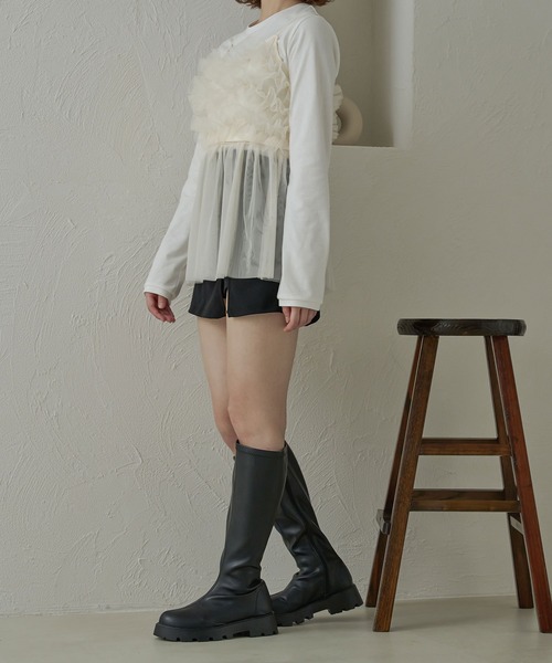 Ambre Neige（アンブルネージュ）の「2wayチュールビスチェ/WEB/EC限定商品（キャミソール・レディース・チャコールグレー/アイボリー/ブラック/ピンクベージュ/モカ・FREE）」の9枚目の写真