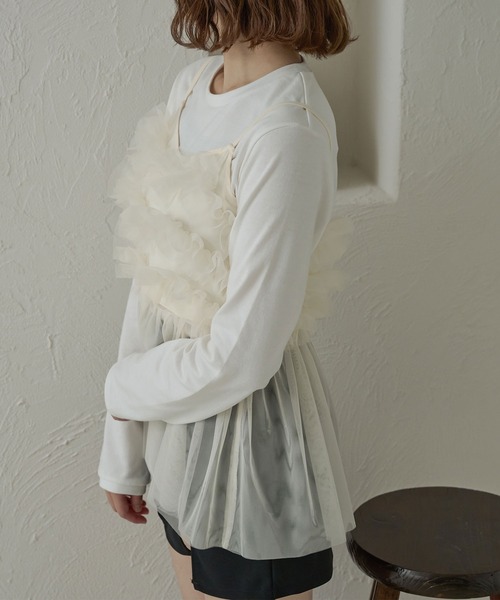 Ambre Neige（アンブルネージュ）の「2wayチュールビスチェ/WEB/EC限定商品（キャミソール・レディース・チャコールグレー/アイボリー/ブラック/ピンクベージュ/モカ・FREE）」の7枚目の写真