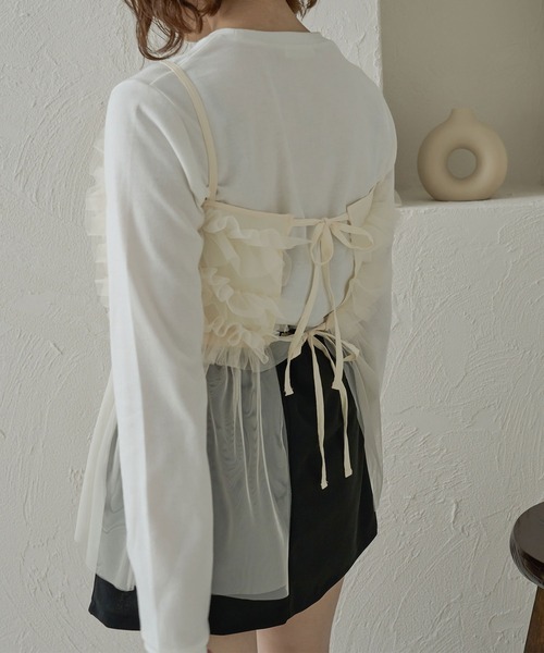 Ambre Neige（アンブルネージュ）の「2wayチュールビスチェ/WEB/EC限定商品（キャミソール・レディース・チャコールグレー/アイボリー/ブラック/ピンクベージュ/モカ・FREE）」の10枚目の写真