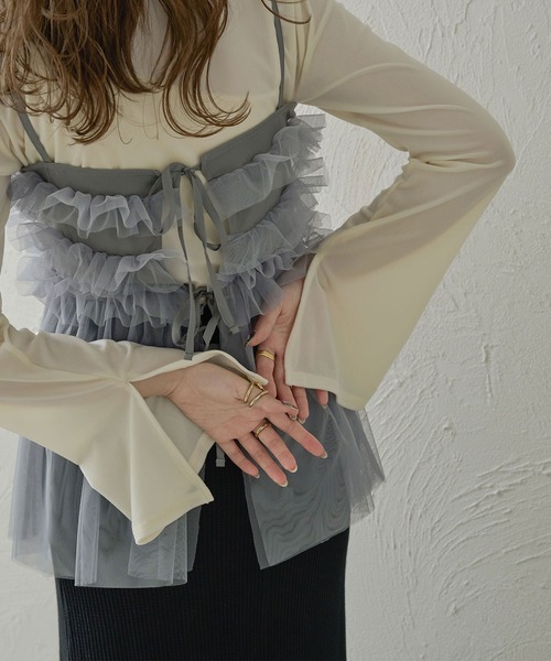 Ambre Neige（アンブルネージュ）の「2wayチュールビスチェ/WEB/EC限定商品（キャミソール・レディース・チャコールグレー/アイボリー/ブラック/ピンクベージュ/モカ・FREE）」の15枚目の写真