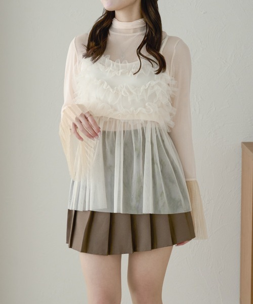 Ambre Neige（アンブルネージュ）の「2wayチュールビスチェ/WEB/EC限定商品（キャミソール・レディース・チャコールグレー/アイボリー/ブラック/ピンクベージュ/モカ・FREE）」の21枚目の写真