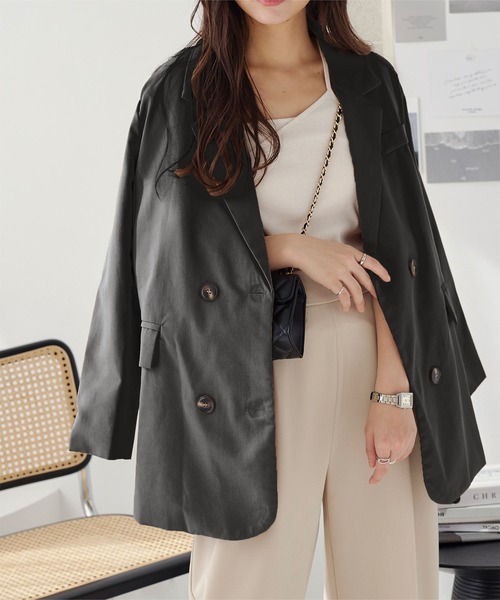 KOBE LETTUCE(コウベレタス)の「ピークドラペルテーラードジャケット(テーラードジャケット・レディース・キャメル/ブラック・M)」の1枚目の写真