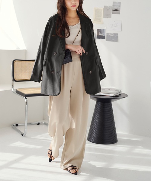 KOBE LETTUCE(コウベレタス)の「ピークドラペルテーラードジャケット(テーラードジャケット・レディース・キャメル/ブラック・M)」の3枚目の写真