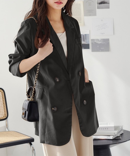 KOBE LETTUCE(コウベレタス)の「ピークドラペルテーラードジャケット(テーラードジャケット・レディース・キャメル/ブラック・M)」の4枚目の写真