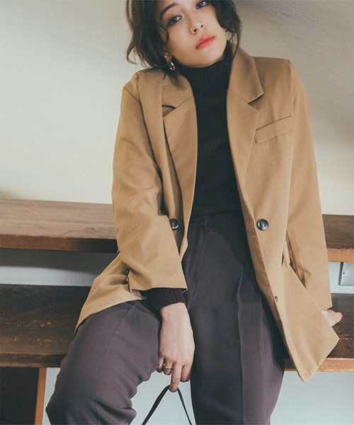 KOBE LETTUCE(コウベレタス)の「ピークドラペルテーラードジャケット(テーラードジャケット・レディース・キャメル/ブラック・M)」の18枚目の写真