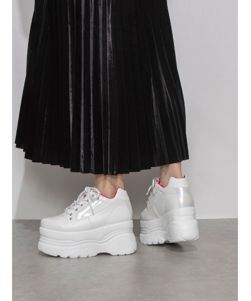 Mafmof(マフモフ)の「Mafmof(マフモフ)9cmソール厚底レースアップスニーカー(スニーカー・レディース・ブラック/ホワイト・M/S/L/LL)」の21枚目の写真