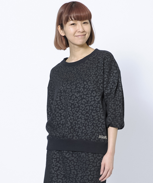 X-girl（エックスガール）の「LEOPARD SWEAT TOP（スウェット・レディース・ホワイト/ブラック・2/1）」の2枚目の写真