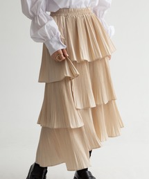 Uenui | ユニーク フリル スカート ティアード アシンメトリー ロングスカート(スカート)