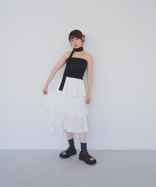 Anuans♡アニュアンス♡アイボリー フリルラップスカート ウエストリボン付き Anuans♡アニュアンス♡アイボリー フリルラップスカート