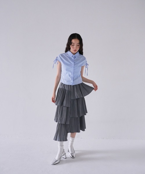 Uenui（ウニュイ）の「ユニーク フリル フレア スカート ティアード アシンメトリー ロングスカート（スカート・レディース・ベージュ/ブラック/グレー/ホワイト・FREE）」の20枚目の写真