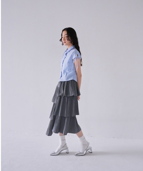 Uenui（ウニュイ）の「ユニーク フリル フレア スカート ティアード アシンメトリー ロングスカート（スカート・レディース・ベージュ/ブラック/グレー/ホワイト・FREE）」の21枚目の写真