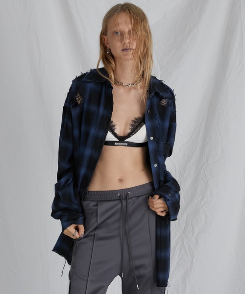 PRANK PROJECT(プランクプロジェクト)の「オンブレーチェックダメージシャツ / Ombre Check Damaged Shirt(シャツ/ブラウス・レディース・ブルー/ブラック・FREE)」の14枚目の写真