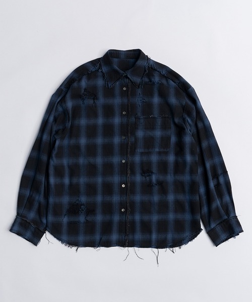 PRANK PROJECT(プランクプロジェクト)の「オンブレーチェックダメージシャツ / Ombre Check Damaged Shirt(シャツ/ブラウス・レディース・ブルー/ブラック・FREE)」の20枚目の写真