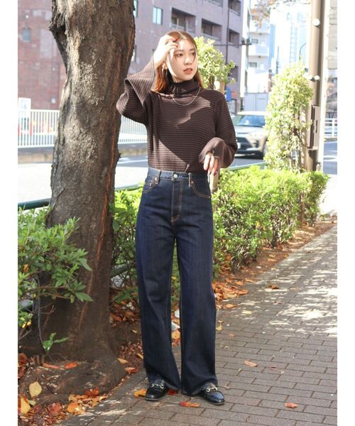 Ungrid（アングリッド）の「フレアスリーブフィットボーダーニット（ニット/セーター・レディース・ブラウン/オフホワイト/オレンジ・FREE）」の7枚目の写真