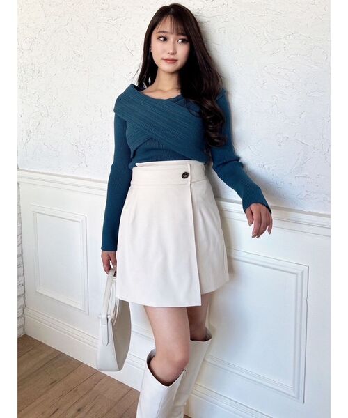 RESEXXY(リゼクシー)の「ランダムリブクロスニットトップス(ニット/セーター・レディース・ホワイト/ブラック/ブルー/ベージュ・FREE)」の10枚目の写真