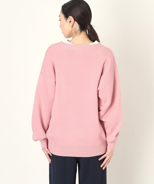 THE SHOP TK （ザ ショップ ティーケー ）の「◆深Vニットプルオーバー/洗濯機洗い可（ニット/セーター・レディース・ピンク系/ネイビー/オフホワイト・13/12）」の15枚目の写真
