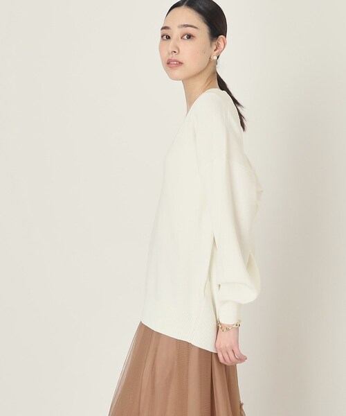 THE SHOP TK （ザ ショップ ティーケー ）の「◆深Vニットプルオーバー/洗濯機洗い可（ニット/セーター・レディース・ピンク系/ネイビー/オフホワイト・13/12）」の8枚目の写真