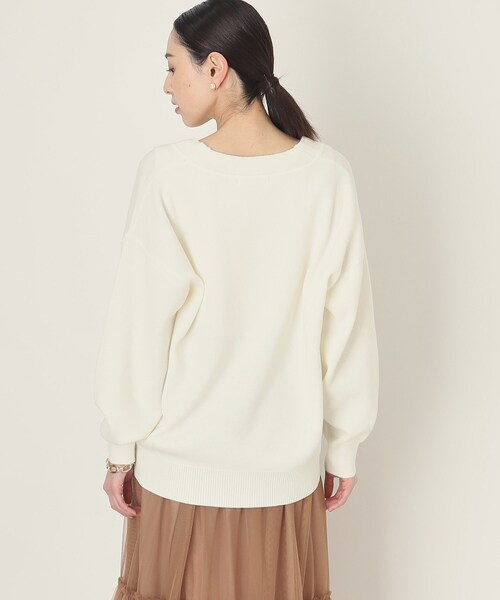 THE SHOP TK （ザ ショップ ティーケー ）の「◆深Vニットプルオーバー/洗濯機洗い可（ニット/セーター・レディース・ピンク系/ネイビー/オフホワイト・13/12）」の9枚目の写真