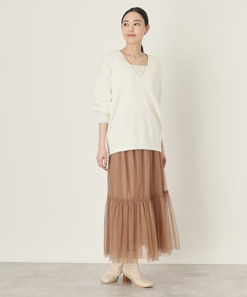 THE SHOP TK （ザ ショップ ティーケー ）の「◆深Vニットプルオーバー/洗濯機洗い可（ニット/セーター・レディース・ピンク系/ネイビー/オフホワイト・13/12）」の10枚目の写真