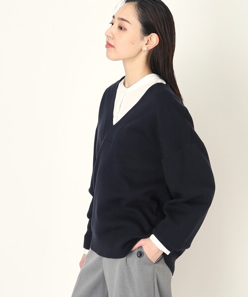 THE SHOP TK （ザ ショップ ティーケー ）の「◆深Vニットプルオーバー/洗濯機洗い可（ニット/セーター・レディース・ピンク系/ネイビー/オフホワイト・13/12）」の17枚目の写真