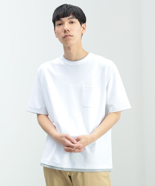 【接触冷感】BEAMS HEART / クールタッチ フェイクレイヤー ポケット Tシャツ（Tシャツ/カットソー）｜BEAMS HEART（ビームスハート）