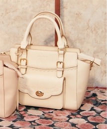 パスケース付薔薇型押しバッグ