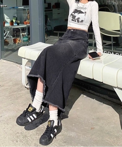 almo（アルモ）の「ブラックデニムスカート(BQ)（デニムスカート・レディース・ブラック・MEDIUM/LARGE）」の3枚目の写真
