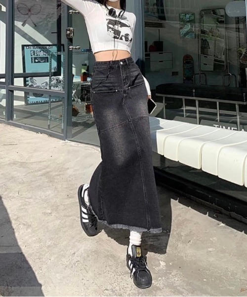 almo（アルモ）の「ブラックデニムスカート(BQ)（デニムスカート・レディース・ブラック・MEDIUM/LARGE）」の7枚目の写真