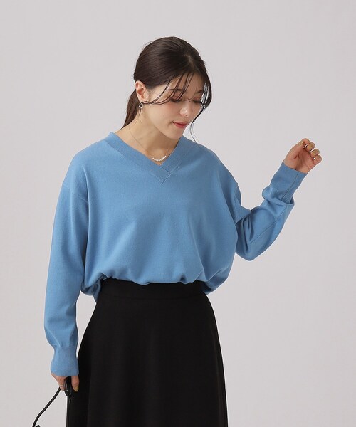 DRESKIP(ドレスキップ)の「◆【洗える】コットンVネックニット【CIRCRIC】(ニット/セーター・レディース・ライトベージュ/ブラック系2/ピンク系/ブルー・02/03/04)」の18枚目の写真