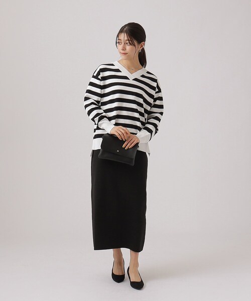 DRESKIP(ドレスキップ)の「◆【洗える】コットンVネックニット【CIRCRIC】(ニット/セーター・レディース・ライトベージュ/ブラック系2/ピンク系/ブルー・02/03/04)」の12枚目の写真