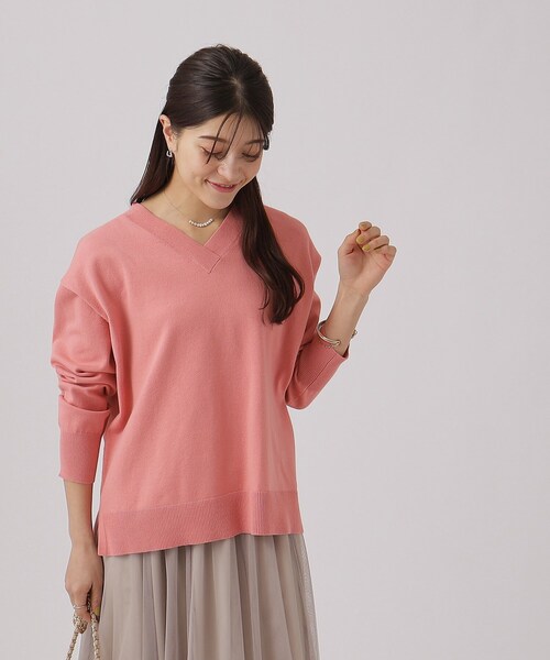 DRESKIP(ドレスキップ)の「◆【洗える】コットンVネックニット【CIRCRIC】(ニット/セーター・レディース・ライトベージュ/ブラック系2/ピンク系/ブルー・02/03/04)」の14枚目の写真